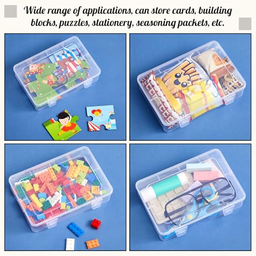 Weysat 12 Pack Clear Plastic Storage Containers with Lids 7.3 x 4.9 x 1.65 Inches Rectangular Empty Hinged Boxes Small Stackable Organizer Boxes for Home Office Beads Craft Supplies