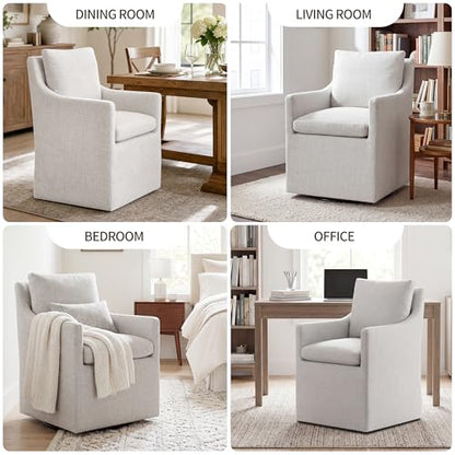 DUHOME Upholstered Dining Chairs Set of 2,Linen Accent Chair for Living Room,Single Sofa Chair with 4 Casters,Upholstered Arm Chair for Bedroom Reading Room Waiting Room Kitchen Dining Room - size: 2 pcs