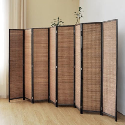 8 Panel Bamboo Room Divider Screen,5.6 FT Tall Bamboo Divider Folding Panel Screen,Freestanding Panel Divider for Room Seperation,Brown - color: Brown, size: 8 Panel