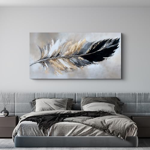 YISXINOAG Canvas Wall Art Abstract Art Wall Decor Modern Canvas Wall Decor Modern Home Decorations Black and Gold Minimalist Abstract Art Prints for Bedroom, Dining Room Home Artwork Size 24"X48" - color: grey golden, size: 48"L x 24"W