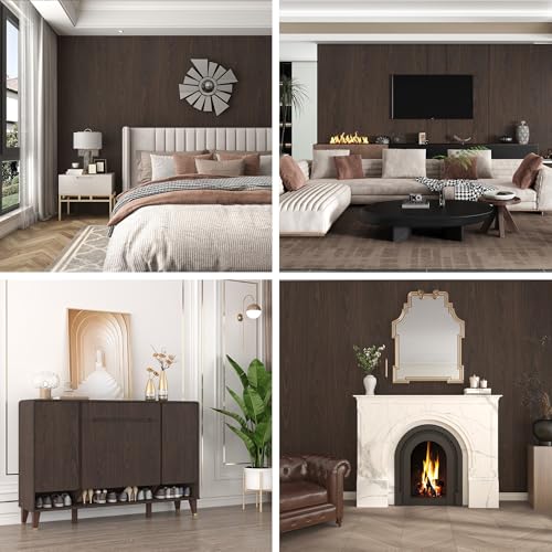 BAYYA Brown Wood Grain Wallpaper - color: Brown, size: 15.8" x 197"