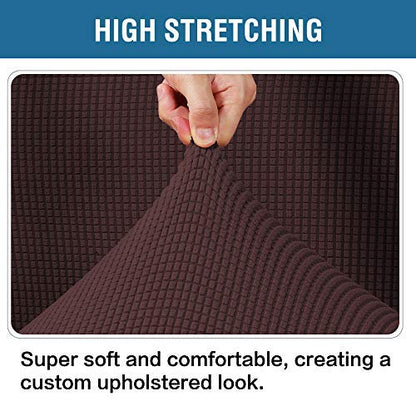 H.VERSAILTEX Ottoman Cover Slipcover Rectangle Fit Length 29'-34' Footrest Sofa Slipcovers Stool Cover Footstool Protector Covers Feature Stretch Thick Soft Jacquard Fabric Washable - Chocolate - color: Chocolate, size: Rectangle-Large