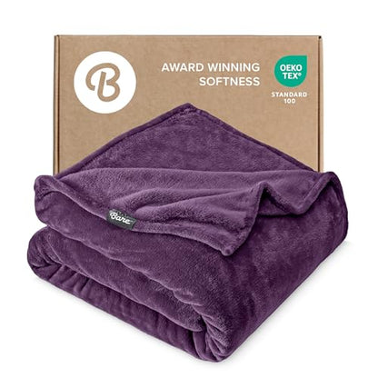 Bare Home Fleece Blanket Luxury Microplush (Full/Queen, Plum) | Ultra-Soft Lightweight Blanket for Bed, Sofa, and Couch, Cozy & Warm Blanket - color: 16 - Plum, size: Full/Queen