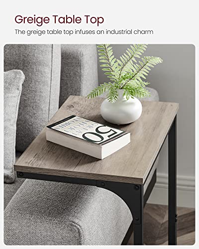 VASAGLE C-Shaped End Table, Side Table for Sofa with Metal Frame | Couch Table, Small TV Tray Table for Living Room, Bedroom, Greige and Black, Barnet Collection ULET353B02 - color: Greige + Black
