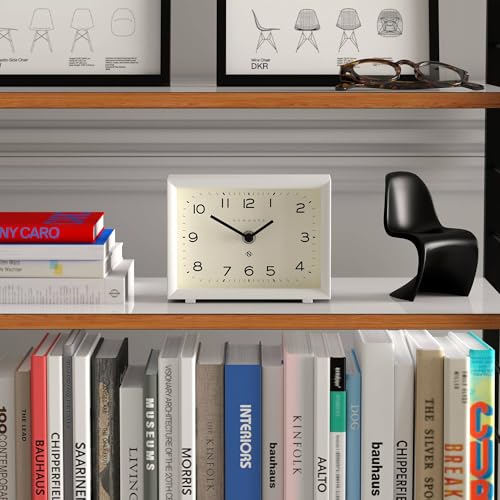 NEWGATE® Henry Desk Clock | Contemporary Rectangular Design | White | Easy to Read nunbers | Modern Style for Desk, Table top, Shelf or Bedside - color: White