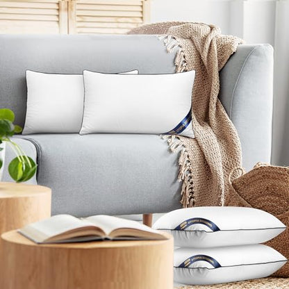 Utopia Bedding 12x20 Throw Pillow Inserts, Decorative Pillows, Pack of 4 | Piping Throw Pillows, Plush & Supportive, Aesthetic Cushion Sham Stuffer for Sofa, Office, Couch & Bed, Set of 4, White - size: 12x20 Inch