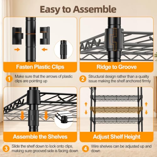Expandable Clothes Rack, 15.7" D x (70.9"-90.6") W x 76.8" H, Black | Freestanding Wire Garment Clothing Rack with 4 Hanging Rods, Max Load 1000lbs, Adjustable, Heavy Duty - color: Black
