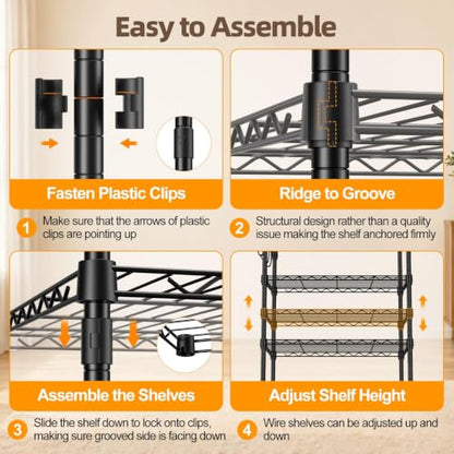 Expandable Clothes Rack, 15.7" D x (70.9"-90.6") W x 76.8" H, Black | Freestanding Wire Garment Clothing Rack with 4 Hanging Rods, Max Load 1000lbs, Adjustable, Heavy Duty - color: Black