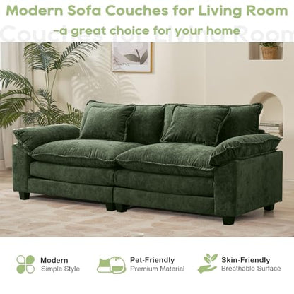 86" Modular Sectional Sofa, Comfy Loveseat Deep Cloud Couch | Couches for Living Room, Modular Couch, Deep and Wide Seat, Chenille Sofa Sleeper with Throw Pillows, Green - color: Green, size: 86 Inch