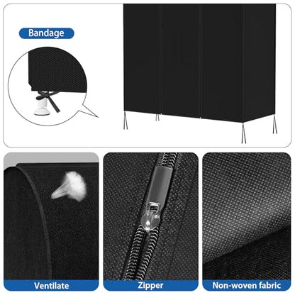 Zilink Garment Rack Cover Clothes Rack Cover Garment Bags Protector 43 in | Dustproof, Breathable, 2 Durable Zippers, Cothing Rack with Cover for Garment Rack (Rack Not Included) - size: 43"L x 20"W x 60"H - Black