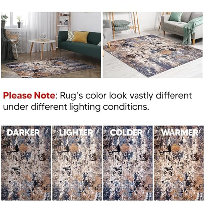 Keen Home Design Abstract Non-Shedding Entryway Rug, Soft Thick Pile, 2x3 | Polypropylene High Pile, Jute Back; Ideal For Bedside, Entryway, Home Office, Nursery - color: Skies Multi, size: 2' x 3' (Rectangular)