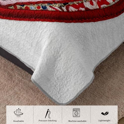 AILONEN Red Knitted Heart Quilt Set King Size,Heart Reversible Bedding Sets,Romantic Moment Bedspread Coverlet with 2 Pillowcases,3-Piece,Soft Lightweight Microfiber - color: Love53, size: King