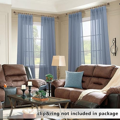 KOUFALL Nursery Curtains Baby Boys Room,Light Dusty Blue Sheer Classroom Curtains for Windows,63 Inch Length 2 Panel Set - color: Dusty Blue, size: 52"W x 63"L (Pack of 2)