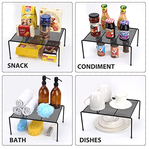 Set of 2 Mesh Kitchen Shelves Cabinet Storage Shelf Rack (13.1 x 10.2 Inch) ，Kitchen Bathroom Pantry Cupboard Desk Home Office, Fridge, Cabinet, Bathroom Cupboard, Non-slip Plastic Feet (2, Black) - color: Black