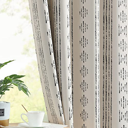 jinchan Boho Blackout Curtains 63 Inch Length for Bedroom Living Room | Black on Beige Geometric Grommet Curtains Room Darkening Thermal Insulated Window Treatments 2 Panels - color: Boho | Black on Beige, size: 52"W x 63"L (Pack of 2)