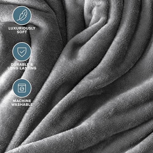 Bare Home Fleece Blanket Luxury Microplush (Full/Queen, Grey) | Ultra-Soft Lightweight Blanket for Bed, Sofa, and Couch, Cozy & Warm Blanket - color: 02 - Grey, size: Full/Queen