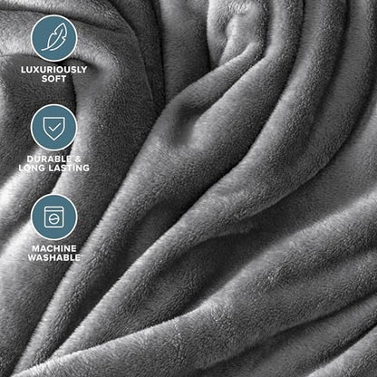 Bare Home Fleece Blanket Luxury Microplush (Full/Queen, Grey) | Ultra-Soft Lightweight Blanket for Bed, Sofa, and Couch, Cozy & Warm Blanket - color: 02 - Grey, size: Full/Queen