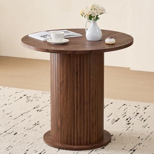 31.5" Round Dining Table for 2, Modern Small Pedestal Kitchen Table, Space Saving, for Apartment Dining Living Room - color: Mini Brown 31.5