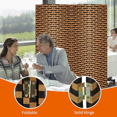 BLKMTY Room Divider, 6ft Folding Privacy Screens, Wall Divider Portable Room Seperating Freestanding Wood Screen, 4 Panels Hand-Woven Design Screen Double Hinged Dividers for Bedroom, Stack - color: Stack