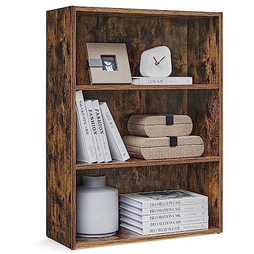 VASAGLE CUSTOS Collection - Bookshelf, 3-Tier Bookcase, Book Shelf, Open Storage Shelf, 9.4 x 23.6 x 32 Inches, for Living Room, Home Office, Dinning Room, Rustic Brown ULBC163X01 - color: Rustic Brown, size: 3 Tiers (23.6"W), style: 1 Pack