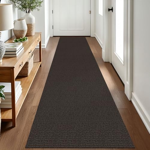 Washable Runner Rug, Non Slip Kitchen Runner, 2x8 Ft, Taupe/Coffee | Washable Braided Runner Carpet, Non Slip Rubber Dot Backed, For Hallway, Kitchen, Entryway, Bedroom, Laundry Room, Foyer - color: Taupe/Coffee, size: 2' x 8' (Rectangular)