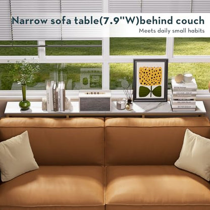 WOHOMO Folding Desk, Small Foldable Desk and Narrow Console Table with Storage,3 Tire Long Sofa Table Behind Couch