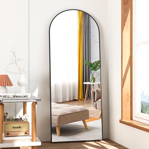 Full Length Mirror, 56"x16" Arch Mirror Floor Mirror with Stand, Black Arched Full Body Standing or Leaning Mirrors for Bedroom, Living Room - color: Black, size: 56"L x 16"W