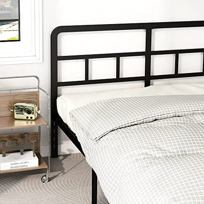 DiaOutro 14 Inch Queen Bed Frame with Headboard Metal Platform, Black | Heavy Duty Bed For Kids Adults, Steel Slat Supports No Box Spring Needed, Easy Assembly, Noise Free - size: Queen, style: 14 Inch