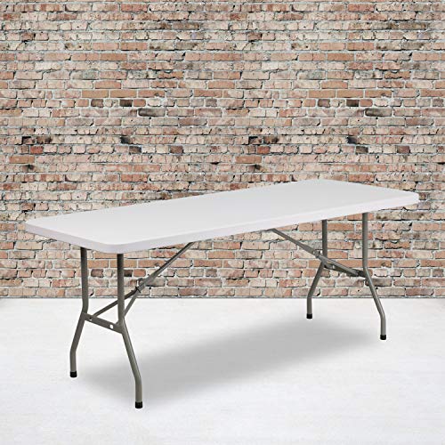 Flash Furniture 6-Foot Granite White Plastic Folding Table - color: Granite White, size: 6 feet