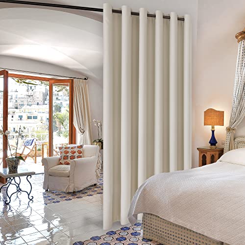 DWCN Room Divider Blackout Curtain Thermal Grommet Panel with Top for Bedroom Partition, Patio Sliding Door Curtains - Extra Wide Curtains for Glass Door, 6.7ft Wide x 7ft Tall, Light Beige - color: Light Beige, size: 80"W x 84"L (Pack of 1)
