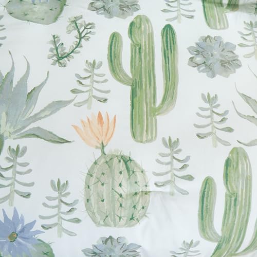 Chezmoi Collection Cereus 2-Piece Southwestern Serene Desert Comforter Set - Green Blue Cactus Succulent Plant Printed Washed Microfiber Bedding, Twin - color: Green Cactus Succulent, size: Twin