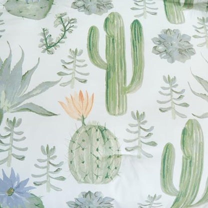 Chezmoi Collection Cereus 2-Piece Southwestern Serene Desert Comforter Set - Green Blue Cactus Succulent Plant Printed Washed Microfiber Bedding, Twin - color: Green Cactus Succulent, size: Twin
