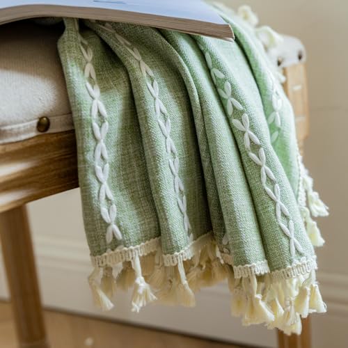 Deeprove Sage Green Boho Curtains 90 inches Length for Living Room Bedroom Nursery, Vintage Chic Bohemian 90 inches Long Embroidery Farmhouse Tassel Privacy Window Treatments W52 x L90, 1 Panel - color: Sage Green, size: 52"W x 90"L (Pack of 1)