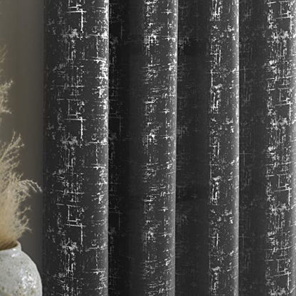 Taisier Home Silver Foil Print Linen Textured Curtains Geometric Dots Pattern Design Curtains for Nursery Toy Room Thermal Insulated Window Treatment 2 Panels 45" L,Dark Grey and Silver Drapes Print - color: Greyish Green/Silver, size: 52"W x 45"L (Pack o