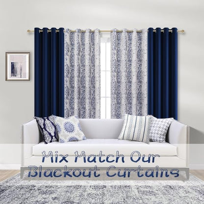 Mrs.Naturall Bathroom Curtains Window,Blackout Kids Curtains for Boys Bedroom,Dark Navy Blue,45 Inch Length,Set of 2 Panels - color: Navy Blue, size: 34"W x 45"L (Pack of 2)