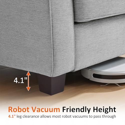 MCombo 67.7" Loveseat Sofa, 2-Seater Small Couch for Small Spaces, Classic Rolled Arm Upholstered Sofa with Solid Wood Legs for Living Room, Removable Cover, Chenille Fabric VE730 (Light Grey) - color: Light Grey