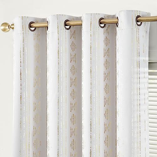jinchan Boho Blackout Curtains 63 Inch Length for Bedroom Living Room | Golden on Off White Geometric Grommet Curtains Room Darkening Thermal Insulated Window Treatments 2 Panels - color: Boho | Gold on Off White, size: 52"W x 63"L (Pack of 2)