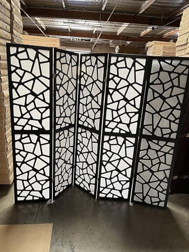Mosaic Breeze Room Divider, 3-8 Panel (Black, 5 Panel) - color: Black, size: 5 Panel
