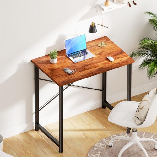 OLIXIS Small Computer Desk, Writing Desk, Home Office, 32 Inch | Study Table, X-Shaped Metal Frame, Scratch-Resistant Tabletop, Bedroom Spaces Setup, Rust - color: Sleek Rust, size: 32 Inch