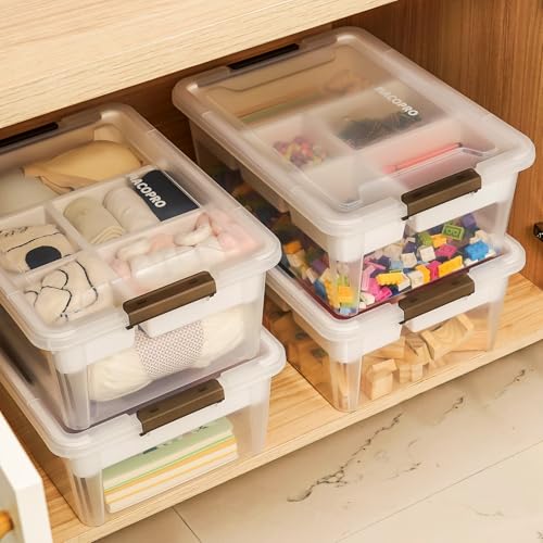 17QT Clear Plastic Craft Storage Box with Removable Tray & Lid - 2 packs | white container, art supply organizer for playdoh, sewing, beads & craft tools, space-saving stackable bins - size: 2Pack-17QT