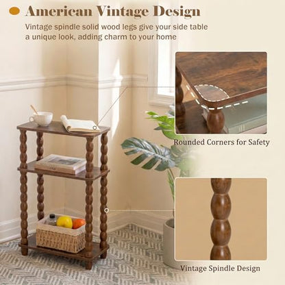 dreampossible Narrow Side Table 3-Tier, Skinny End Table with Solid Wood Legs for Small Spaces, Slim Console Table Nightstand for Living Room Bedroom Sofa Gap, Thin Bedside Table with Storage Shelf - size: Rectangle(7.9''x15.7''x24.7'')