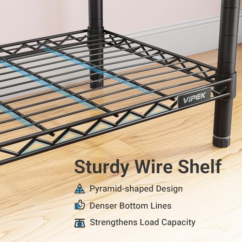 VIPEK V2 Heavy Duty Clothes Rack, Portable Metal Closet System, Black | Freestanding Wardrobe with 4 Tiers Adjustable Wire Shelving & 3 Hanging Rods Clothing Rack, Closet Organizer, Max Load 700LBS - color: Black, style: V2