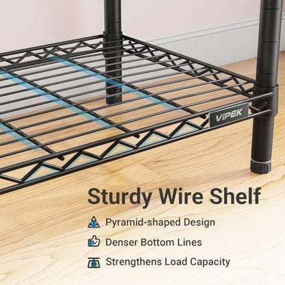VIPEK V2S Heavy Duty Clothes Rack Portable Closet Organizer, Black | Closet System with 6 Tiers Adjustable Wire Shelves Shoe Shelves Metal Freestanding Clothing Rack for Walk-in Closet 750LBS - color: Black, style: V2S