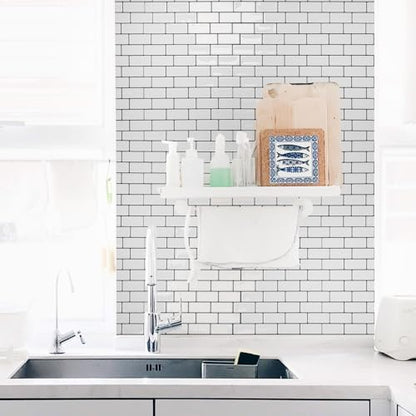 Art3d 10-Pack Subway Peel and Stick Backsplash, Warm White with Black Grout | 12 x 12 Inch, Strong Adhesion, Lightweight, Cuttable, Waterproof, Crack Resistant, for Kitchen Wall, Ideal for Recently Moved - color: Warm White With Black Grout