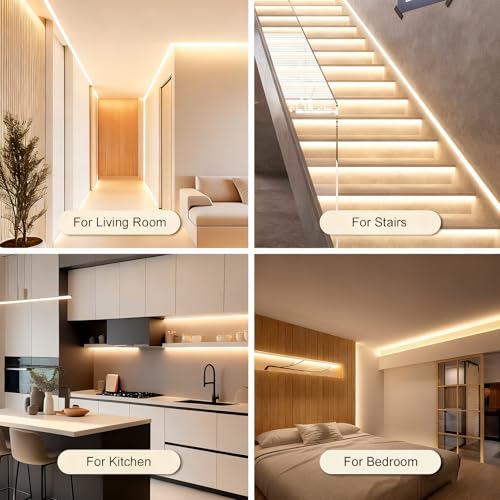 ZSLAIFU 2Pack Battery Powered LED Strip Lights, 3.28FT COB LED Light Strip, Warm LED Strip Light for Under Cabinet, Closet, Shelves, Bedroom, DIY Lighting Battery LED Strip Lights - size: 3.3FT x2