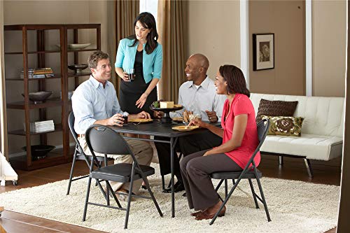 COSCO 34" Square Vinyl Top Folding Card Table, Black - color: Black
