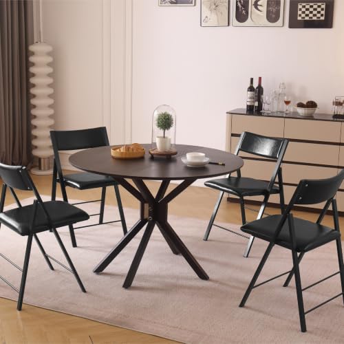 Folding Chairs 2 Pack, 450Lbs Heavy Duty Foldable Dining Chair, Pure Black | 1.37" Folded, Waterproof Rustproof Indoor Outdoor Padded Folding Chairs for Dining Room, Conference Rooms, Weddings, Events - color: Pure Black