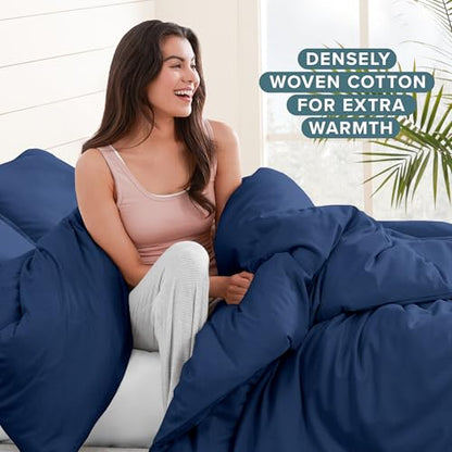Bare Home Flannel Duvet Cover Set (Twin/Twin XL, Dark Blue) | 100% Cotton, Velvety Soft, Heavyweight, Premium Flannel, Double Brushed, Includes Sham Pillow Cover - color: 07 - Dark Blue (No Comforter), size: Twin/Twin XL