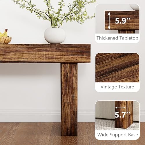 Spaco 63'' Long Console Table,2 Tier Farmhouse Entryway Table Sofa Table with Storage,Wood Behind Couch Table for Living Room, Hallway,Foyer (Dark Brown) - color: Dark Brown (63'')