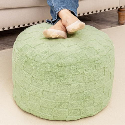 Poofieotto Round Pouf Ottoman,Foot Rest,Hassock,Foot Stool,Green,20x14In | Footstool Ottoman,Stuffed Pouf Ottoman,All-One Foam Filler,Foot Rest,Bean Bag Chair,Floor Pouf Storage Solution,Wedding Party - color: Grass Green